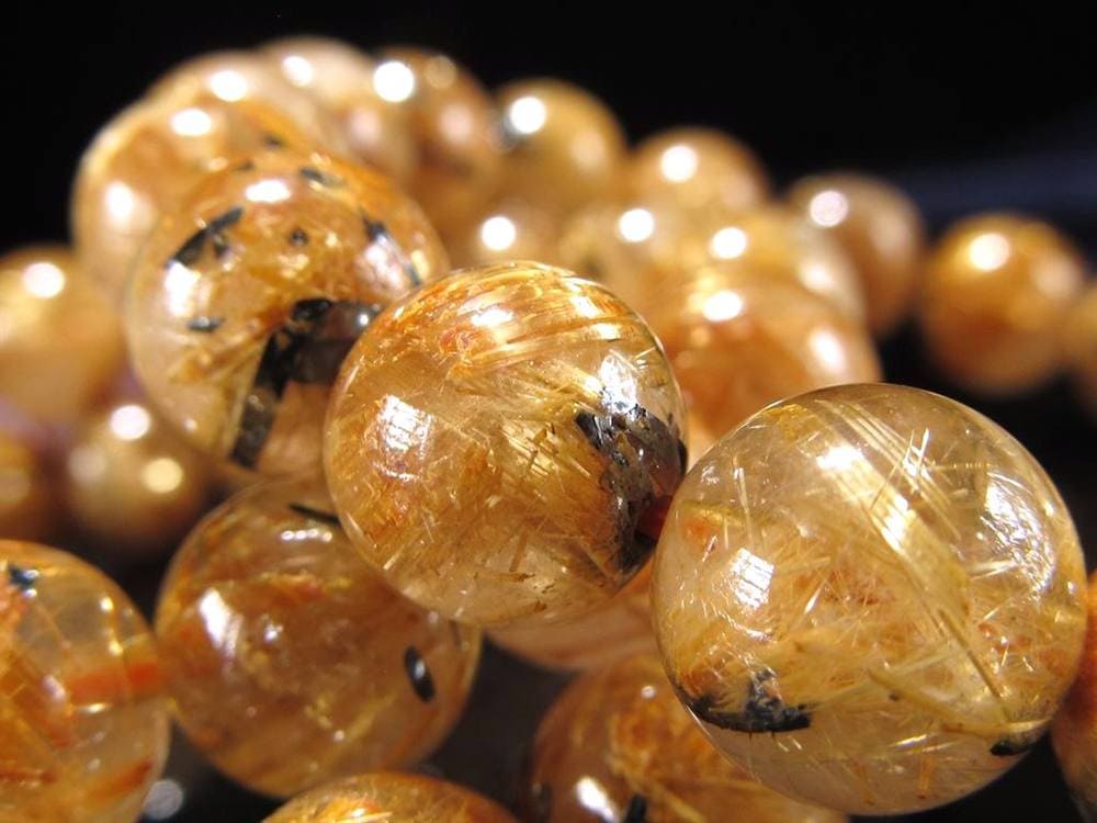 ゴールドタイチンルチルクォーツ ブレスレット 金針水晶 ヘマタイト 