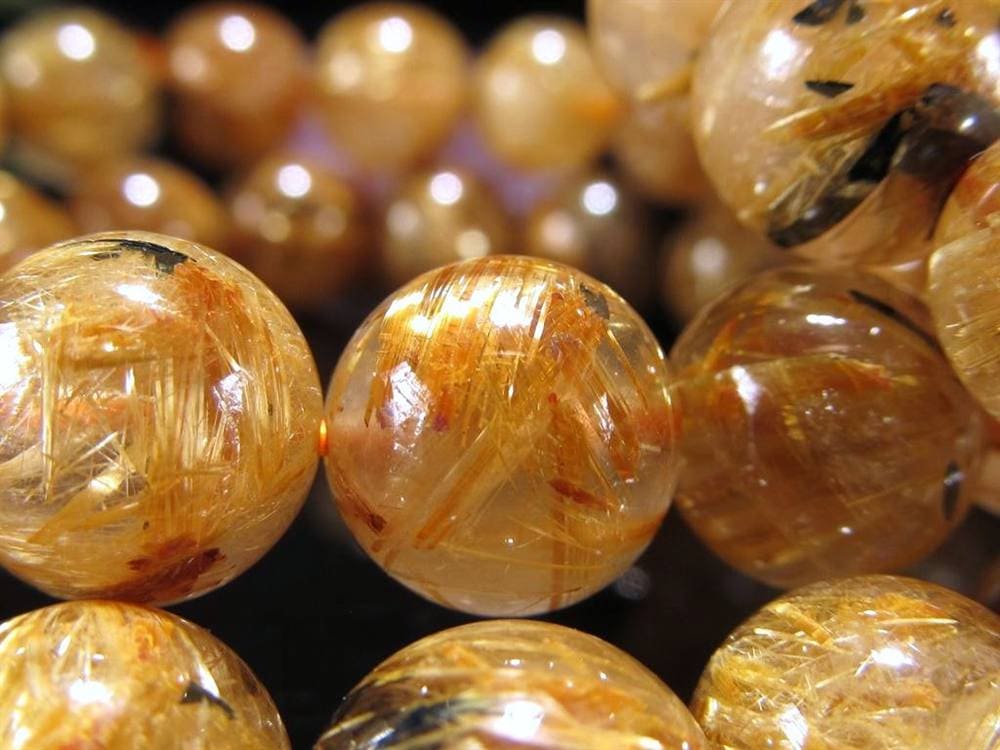 ゴールドタイチンルチルクォーツ ブレスレット 金針水晶 ヘマタイト 