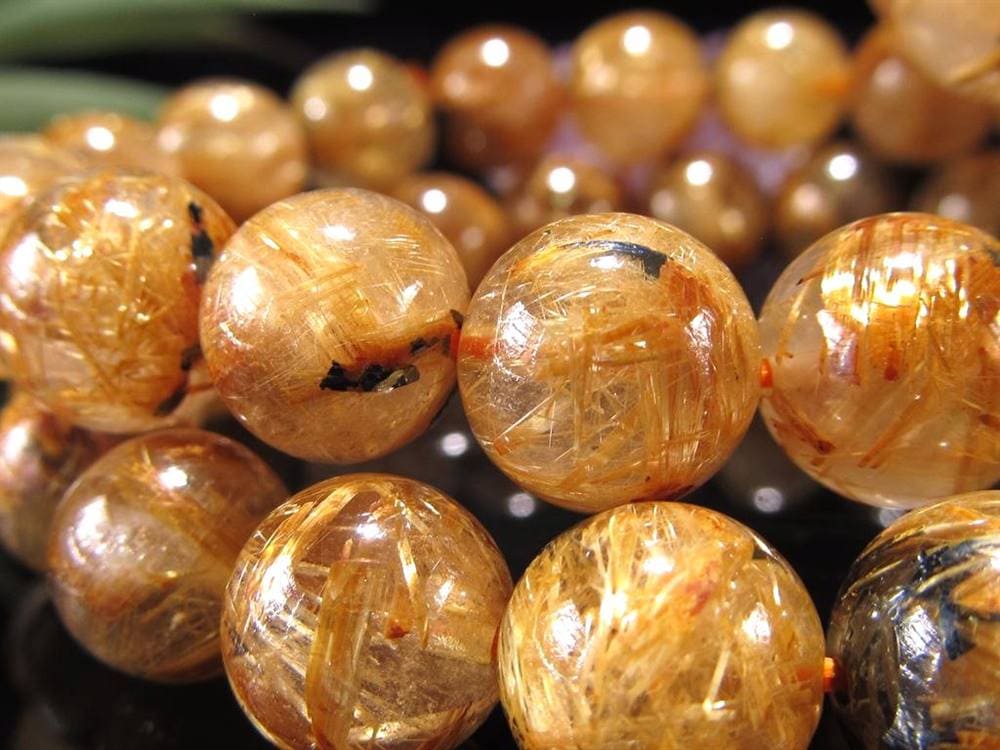 ゴールドタイチンルチルクォーツ ブレスレット 金針水晶 ヘマタイト 