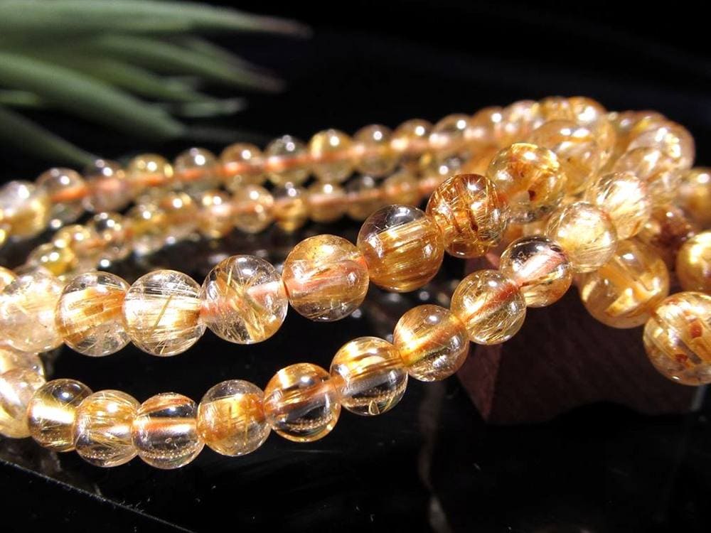 ゴールド ルチルクォーツ ルチレイテッドクォーツ ブレスレット 金運・勝負運の象徴