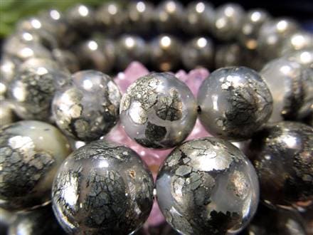 パイライトインカルセドニー 黄鉄鉱入り玉髄、ブレスレット カルセドニー パイライト