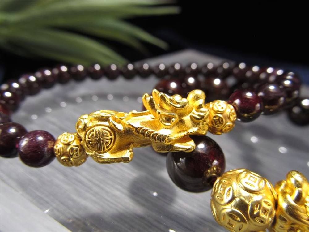 ガーネット 天然石 ブレスレット ヒキュウ 貔貅