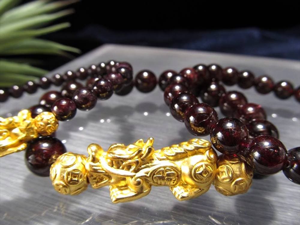 ガーネット 天然石 ブレスレット ヒキュウ 貔貅