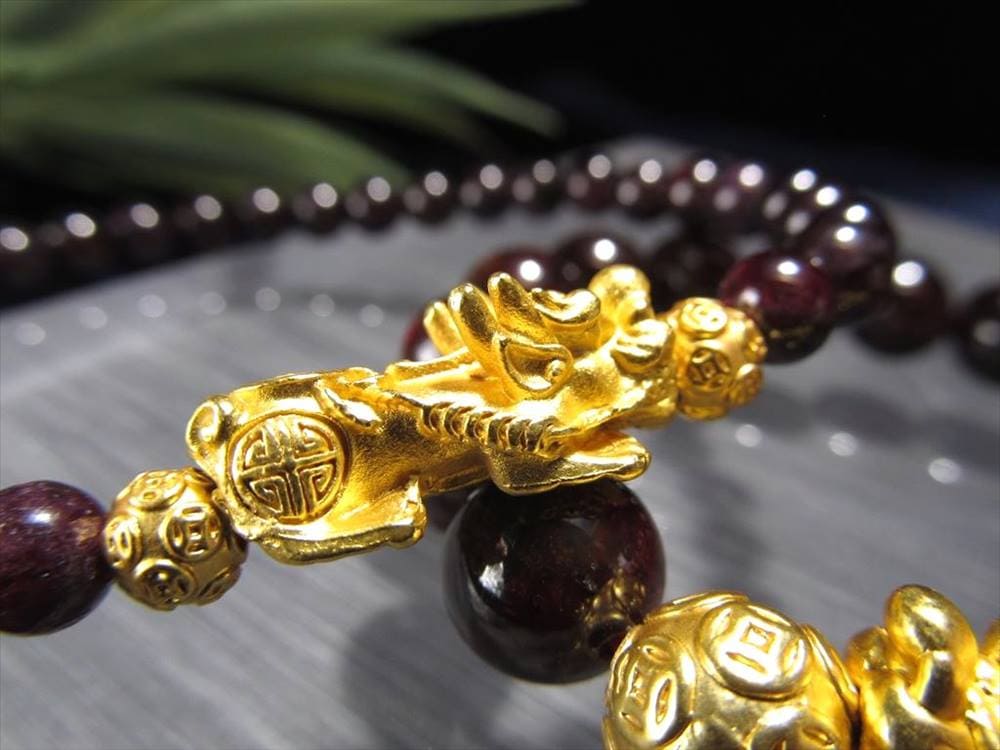 ガーネット 天然石 ブレスレット ヒキュウ 貔貅
