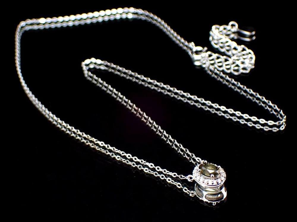 モルダバイト ネックレス ジルコニア Silver925 カット