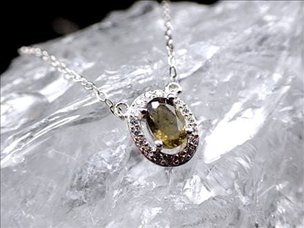 モルダバイト ネックレス ジルコニア Silver925 カット