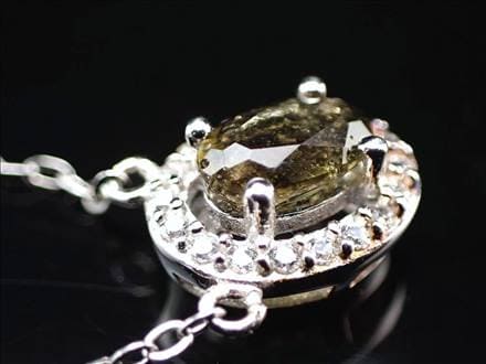 モルダバイト ネックレス ジルコニア Silver925 カット