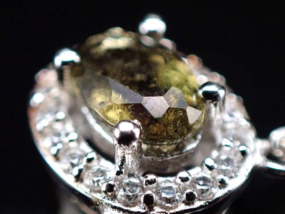 モルダバイト ネックレス ジルコニア Silver925 カット