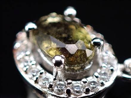 モルダバイト ネックレス ジルコニア Silver925 カット
