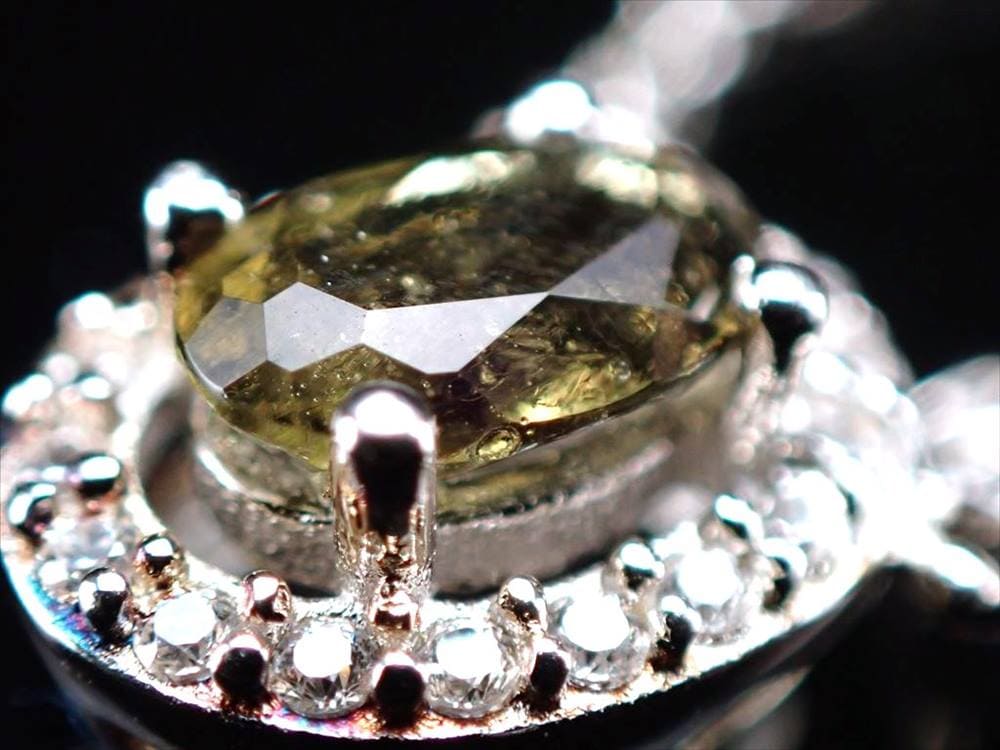 モルダバイト ネックレス ジルコニア Silver925 カット