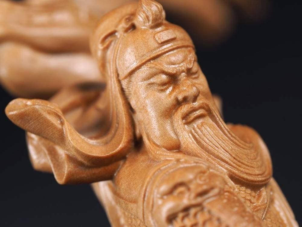 関羽 木彫り彫刻 三国志 青龍偃月刀 商売繁盛