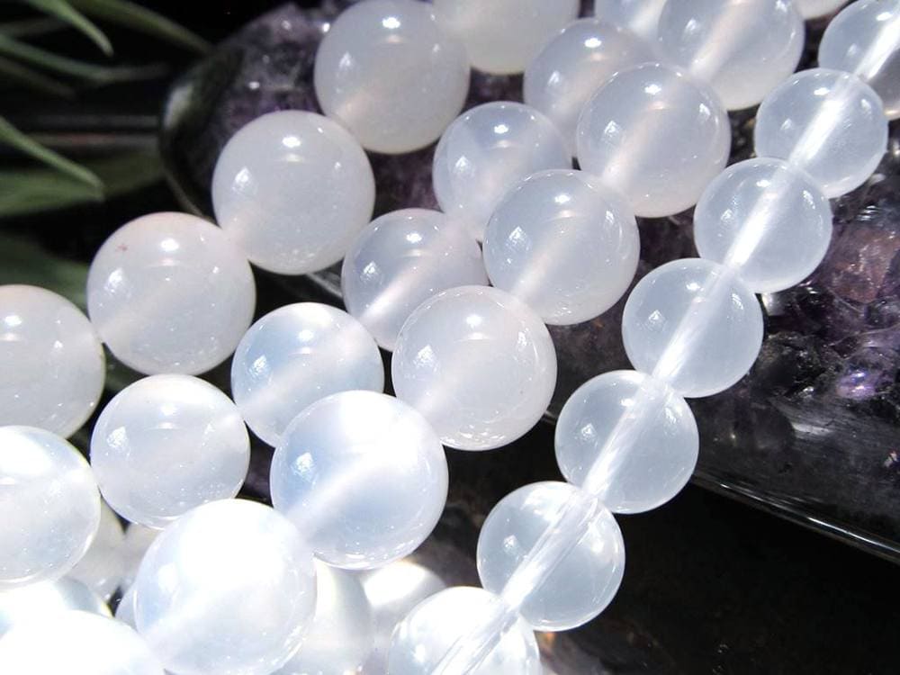 ホワイトカルセドニー カルセドニー 玉髄 ビーズ連 連材