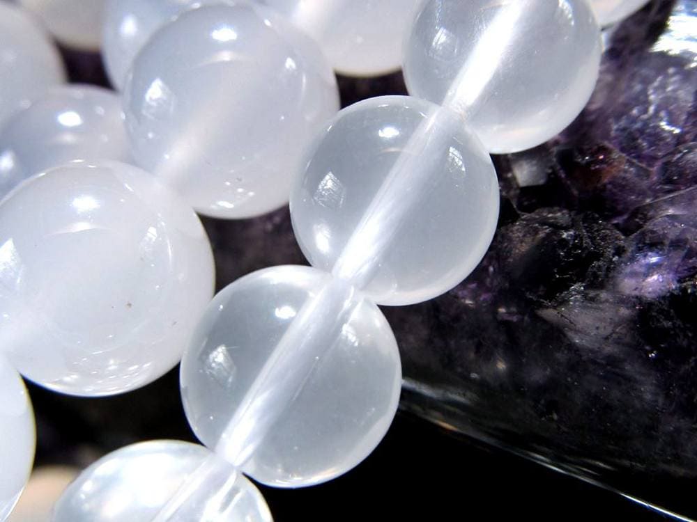 ホワイトカルセドニー カルセドニー 玉髄 ビーズ連 連材