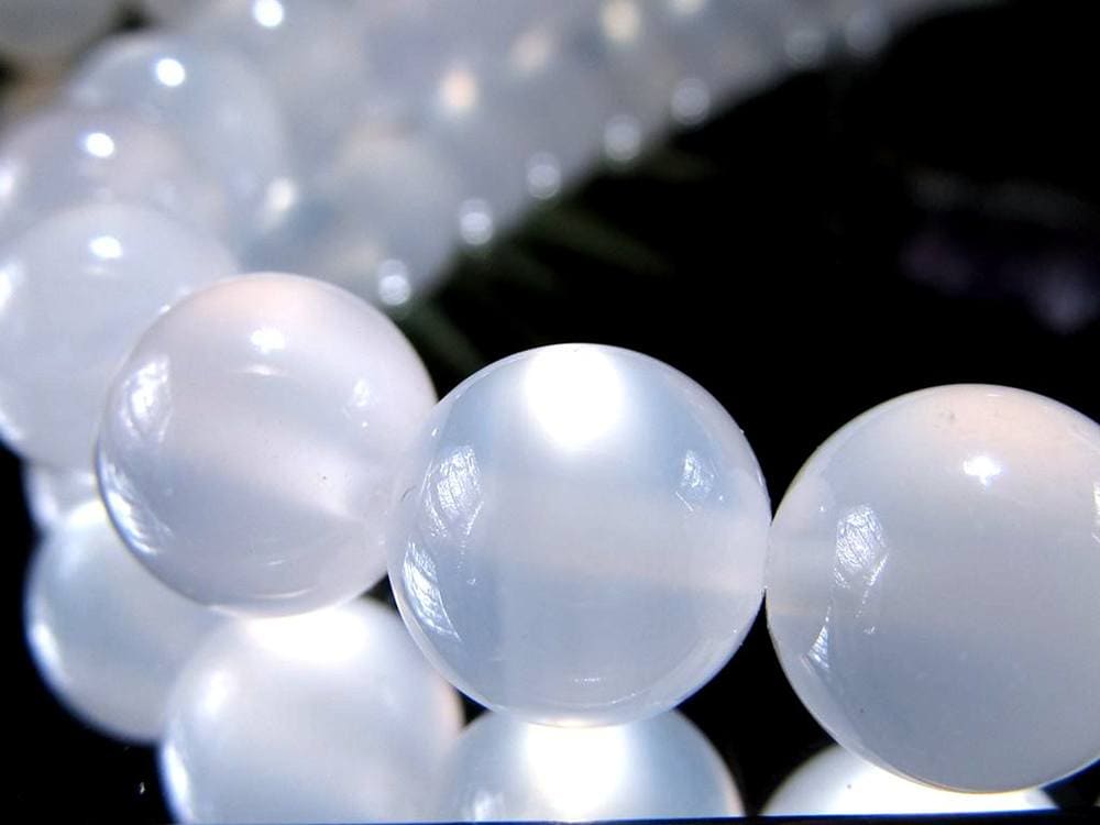 ホワイトカルセドニー カルセドニー 玉髄 ビーズ連 連材