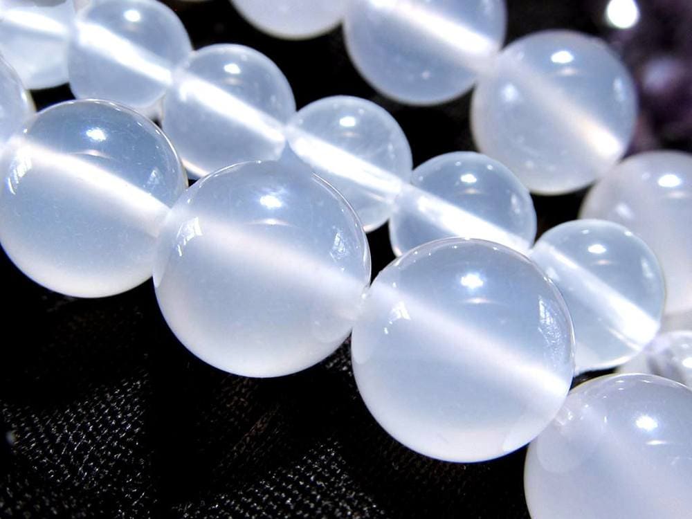 ホワイトカルセドニー カルセドニー 玉髄 ビーズ連 連材