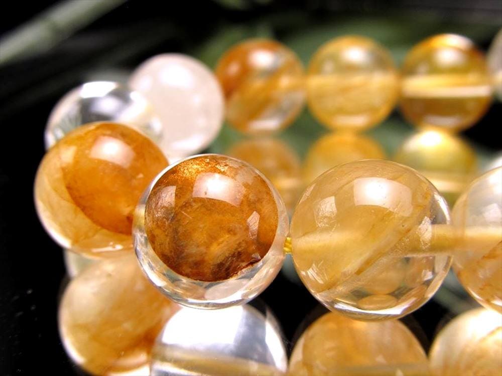 黄水晶 イエロークリスタル イエローガーデン イエローファントム ビーズ連 連材