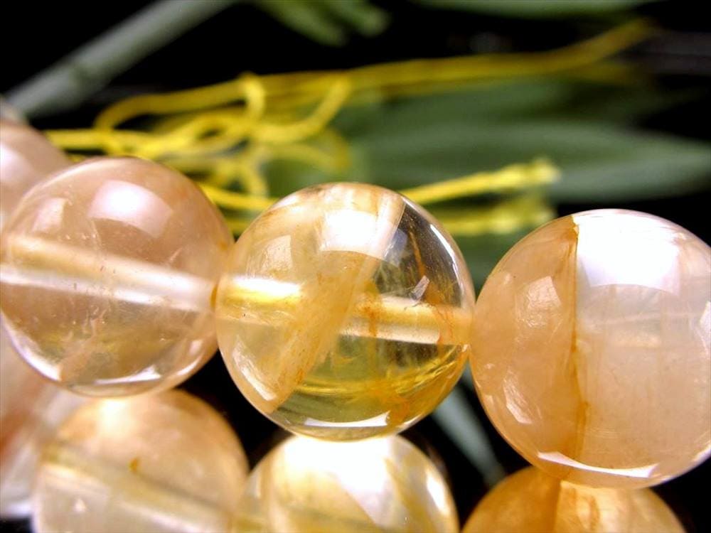 黄水晶 イエロークリスタル イエローガーデン イエローファントム ビーズ連 連材