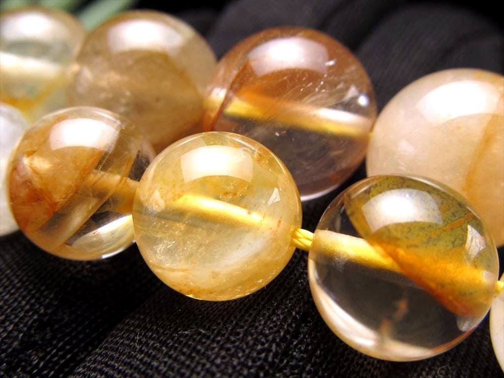 黄水晶 イエロークリスタル イエローガーデン イエローファントム ビーズ連 連材