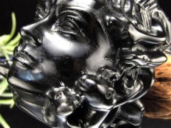 オブシディアン【黒曜石】メドゥーサ彫刻置物